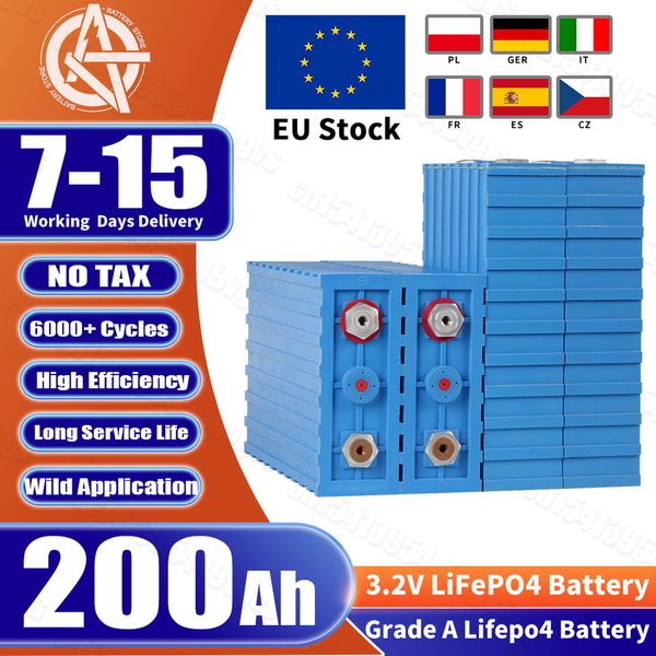 EU Grade A 200AH Lifepo4 Battery 3.2V 6000+ Cycles Brand NEW Rechargeable lithium-ion Batteris DIY 12V 24V 48V For RV Wheelchair