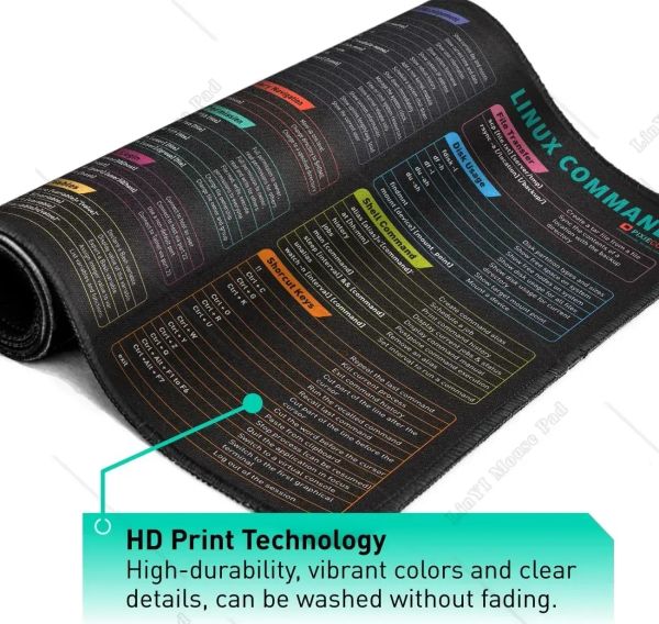 Linux Commands Line Large Mousepad Shortcuts to Red Hat Ubuntu OpenSUSE Arch Debian Unix Programmer Non-Slip XL Gaming Desk mat