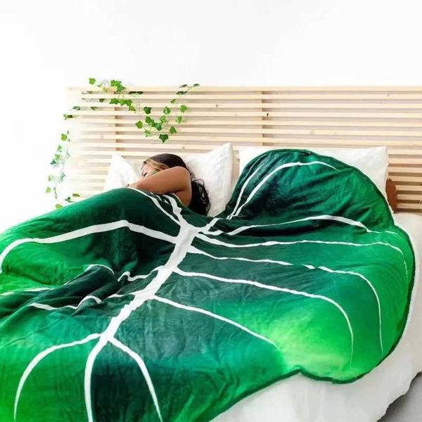 Warm Fluffy Adult Blanket Super Soft Giant Leaf Blanket for Bed Sofa Gloriosum Plant Blanket Home Decor Throws Towel CobertorXJ240813