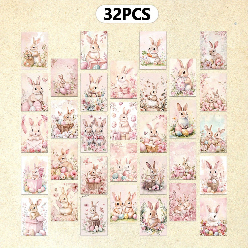 TEMU 32pcs- Easter Postcard Set, Pink Series, , Bunny, , , Wall Decoration, Back Can Diy Cardstock, Souvenirs, Easter Cards, , Greeting Cards,