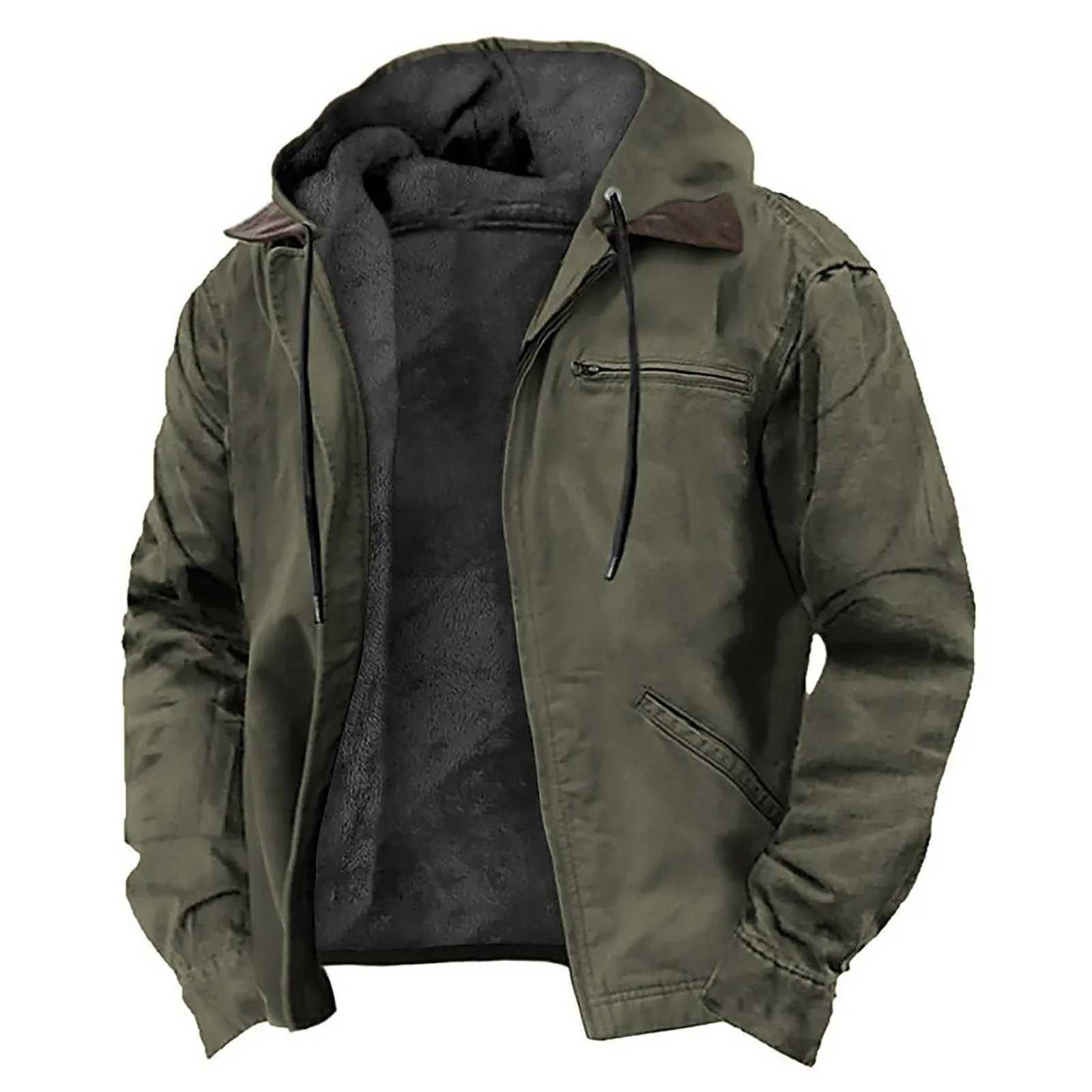 Winter Jacket Men Plus Size Multicolor Solid Color Vintage Oversize Canvas Hooded Jacket Outerwear mens winter jacket XJ250621
