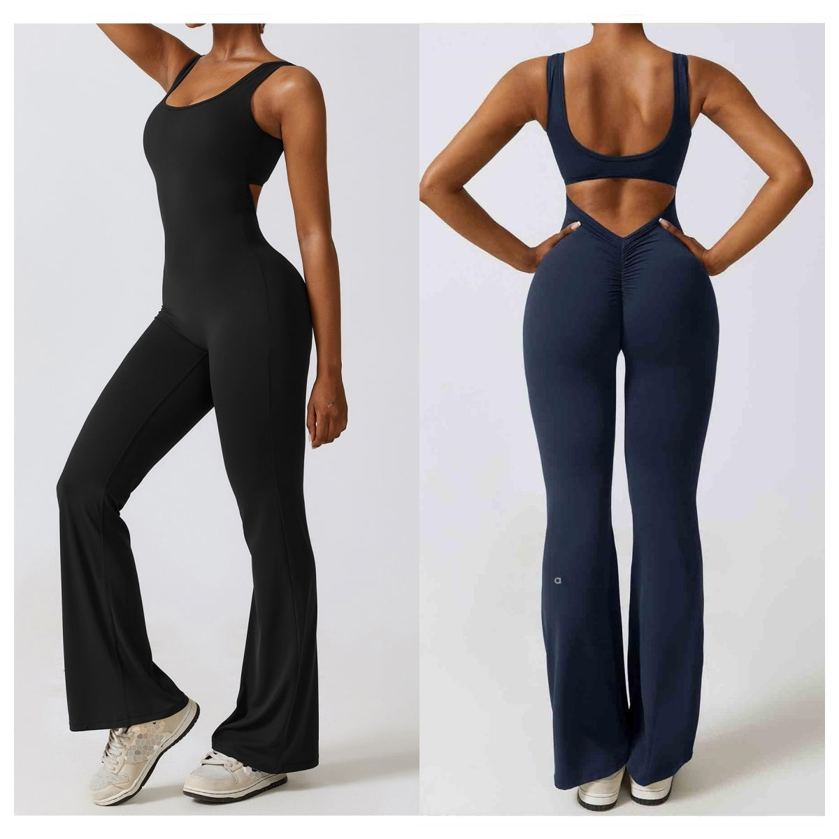 A1033 Stretchy Women Active Wear - Moisture Wicking Sports Jumpsuit with Built-in Support Womens Hip-Lifted Seamless High-Waist Yoga Outfit for Gym