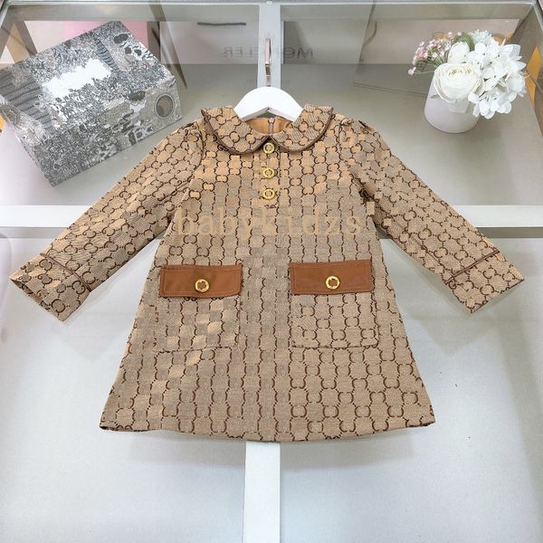 Kids Designer Clothes Baby Girls Dress Famous Brand Printed Cute Cartoon short Sleeve Doll Collar Princess A-line Skirt Clothing High end ja