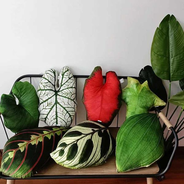 Tropical Plants Living Room Pillow Sofa Mat Leaf Pillow Chair Rear Seat Mat Home Decor Almohadas Para Dormir X241022