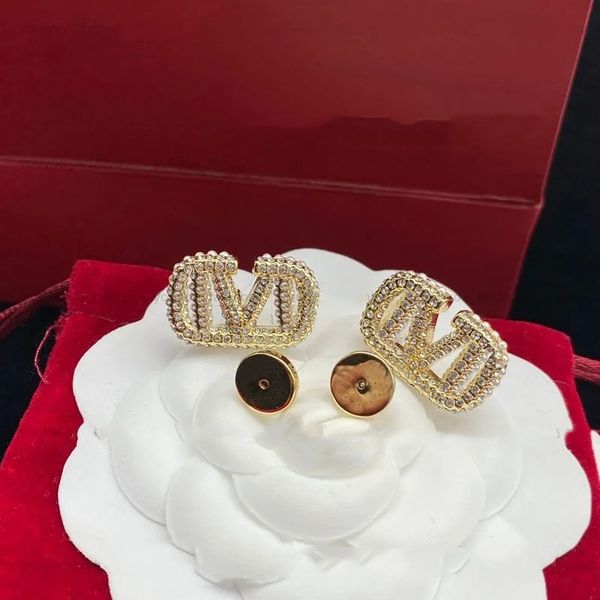 2024 Women Stud Earrings Premium Gold Diamond Earring Designer Jewelry Mens Studs Luxury Hoops Brand Letter Fashion Bijoux De Luxe With Box