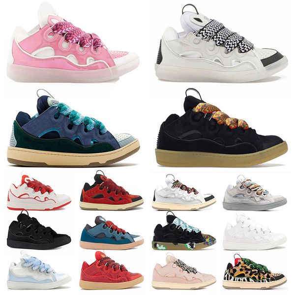 Luxurys Designer Shoes Homens Mulheres Curb tênis todos pretos rosa cinza verde amarelo vermelho azul branco masculino treinadores
