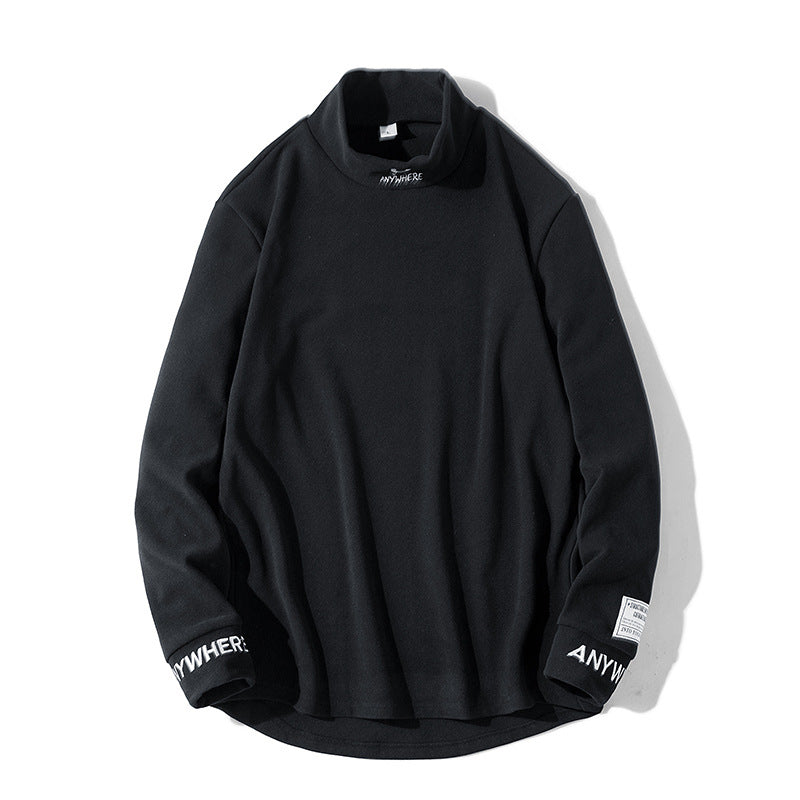 (19) New autumn and winter half-high collar warm men&#039;s velvet sweatshirt