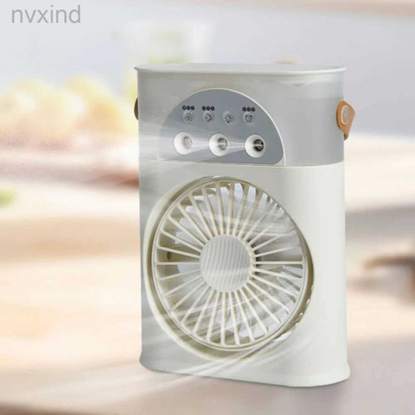 Electric Fans USB interface 3-hole spray humidifier refrigeration air conditioner portable desktop mini electric fan y240621