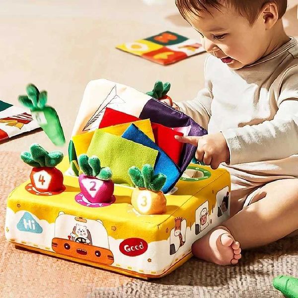 Baby Tissue Box Pull Out Radish Toys Carrot Harvest Toddler Fine Motor Skills Montessori Early Learning Educational Games ToysC250121