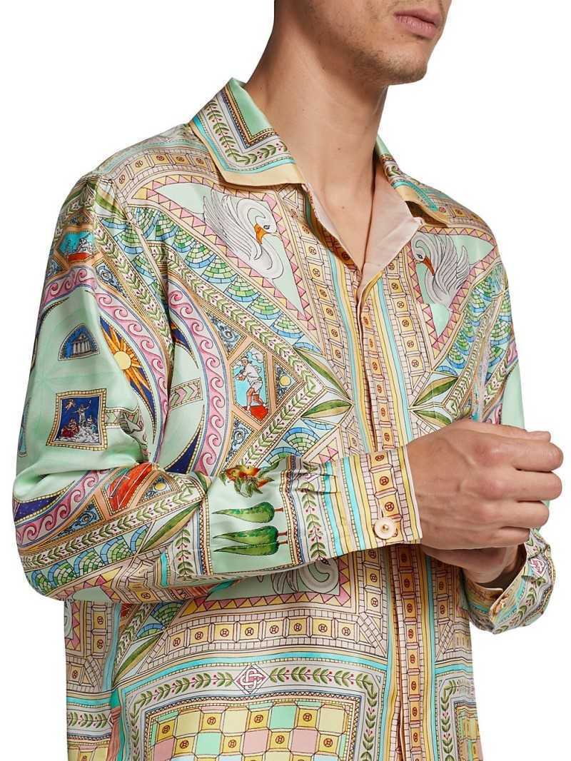 Casablanca Le Labyrinthe silk button-front shirt casablanc men designer button up shirts hawaiian tops casablanc polos