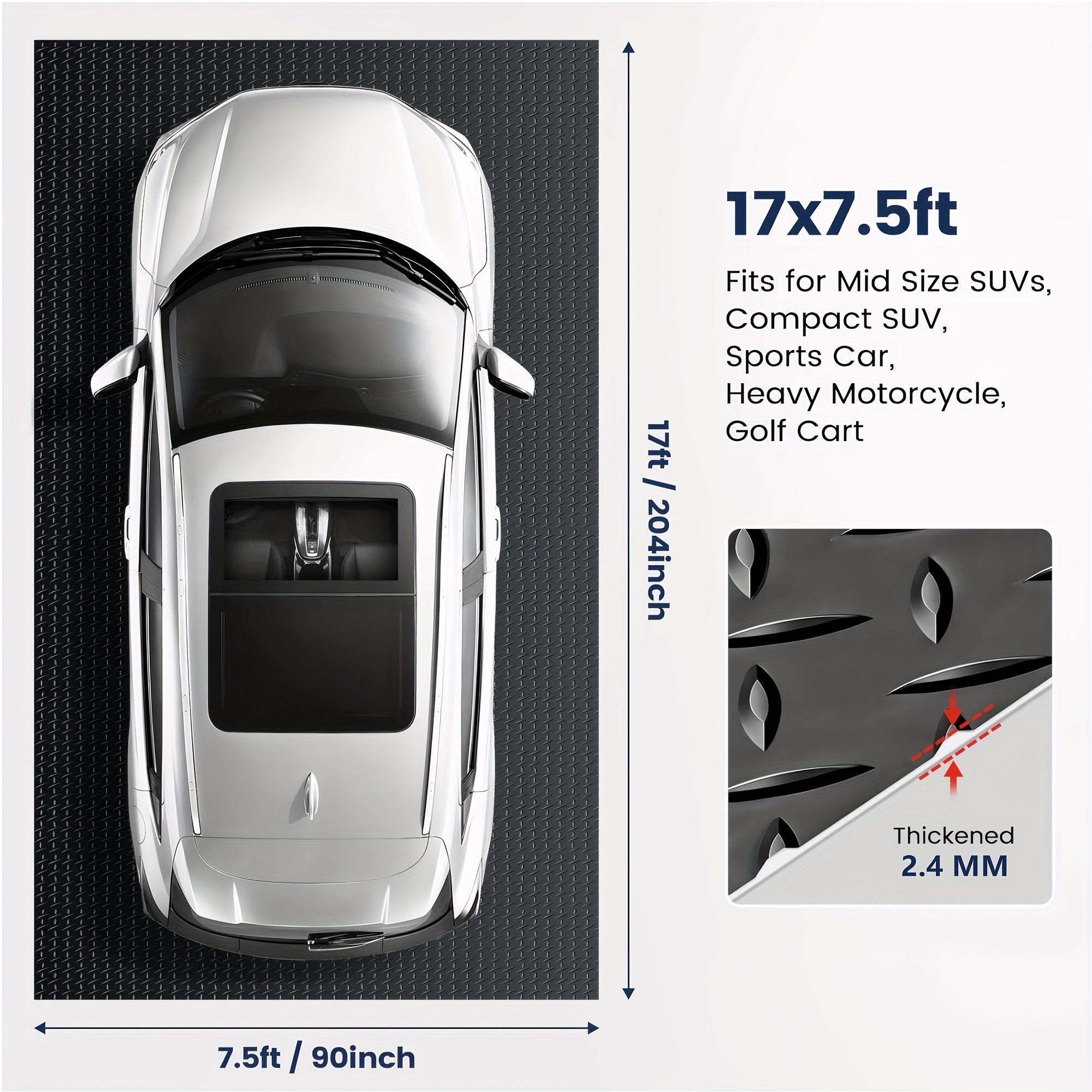 TEMU 7.5"x20ft & 7.5"x17ft Heavy-duty Pvc Non-slip Floor Mat - Textured Surface With Raised , Durable & Easy To Clean, -skid Backing For