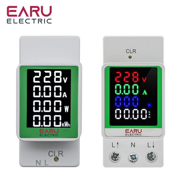 4IN1 Din Rail Digital AC 110V 220V 100A Voltage Current KWH Electric Energy Monitor Meter VOLT AMP Voltmeter Aammeter Wattmeter