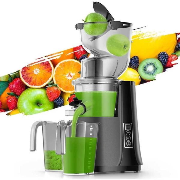 Masticating Juicers with 3.3-inch Wide Dual Feed Chute Quiet Motor High Yield Juice Extractor Maker CL240815