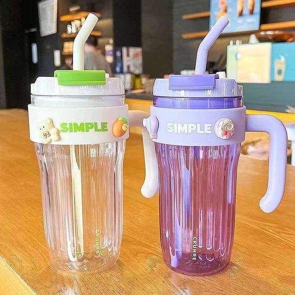 920ml Large Capacity Leakproof Water Bottle with Straw, Plastic Coffee Mug for Office, Outdoor, Travel