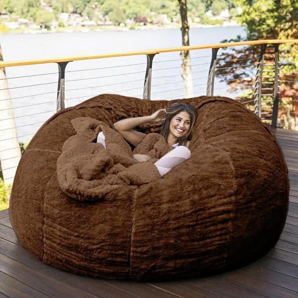 Big Sofas Cover Puff Chairs Without Filler Linen Cloth Lounger Seat Bean Bag Pouf Puff Couch Tatami Pouf Salon Puff Furniture 240807