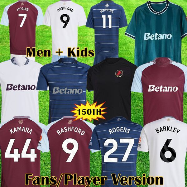 2025 150 Year Anniversary Kit RASHFORD Aston Soccer Jerseys 2024 2025 WATKINS McGINN BARKLEY ALLIV men kids 150TH football Shirts ROGERS Uni