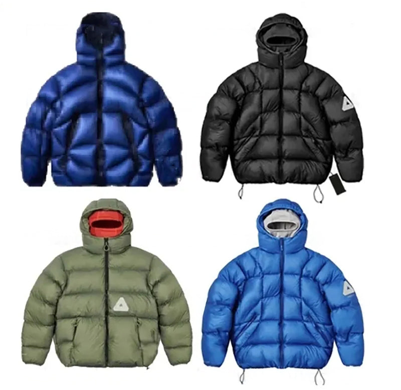 mens jacket perrex matte palaclava designer puffer jacket Winter With Face Mask Windbreaker Coat Printed Warm Hooded Puffer Casual Outwear Jacket as