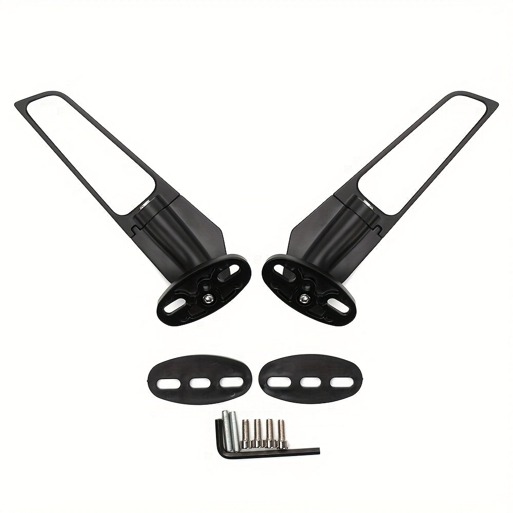TEMU Modified Motorcycle Rearview Mirror Wind Wing 2pcs Adjustable Rotating Side, Universal For Motorcycle Bikes Ninja250-400-cbr650-