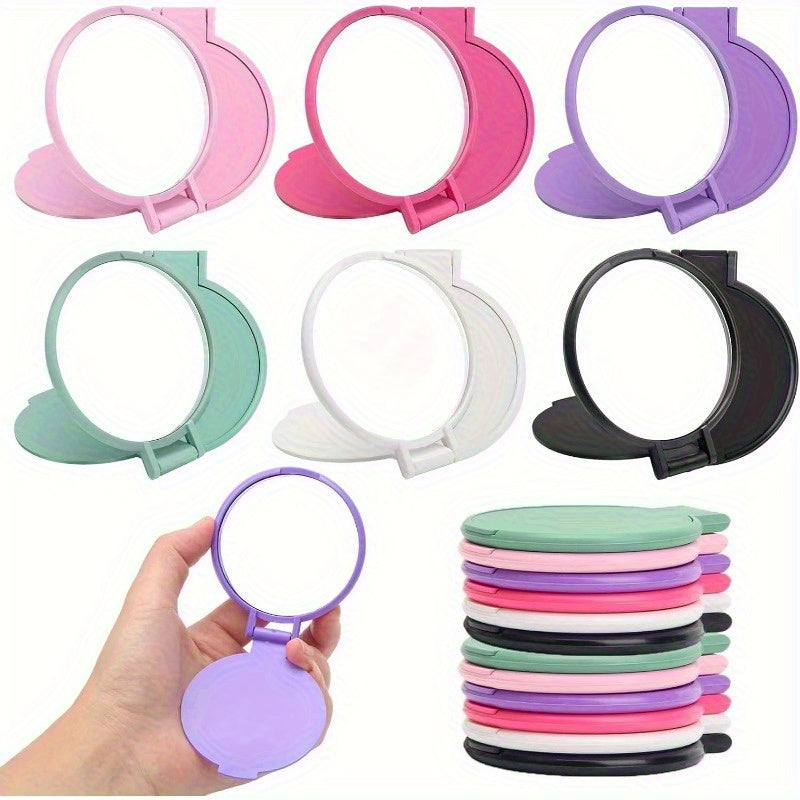 TEMU 18pcs Mini Folding Travel Makeup Mirrors, Round Portable Pocket Mirrors, Suitable For Women And Girls, Desktop Installation, Portable And