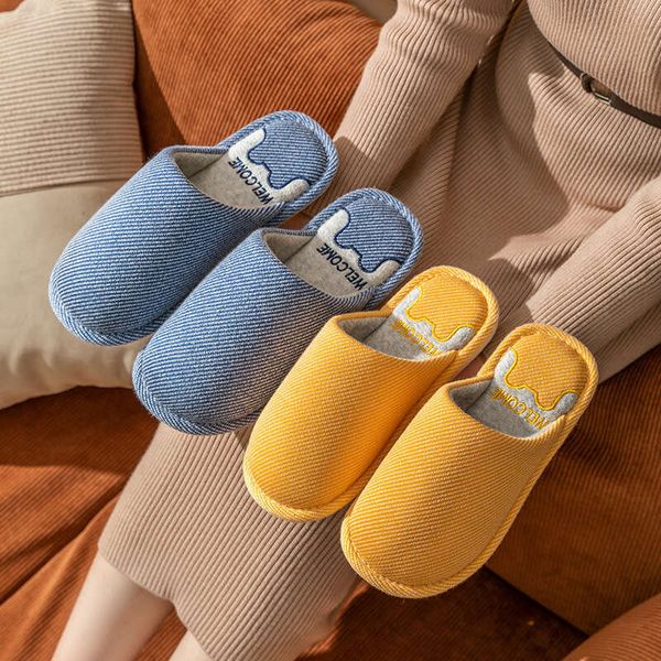 Baotou Cotton Slippers Men Women, Indoor Anti Slip, Breathable, Sweat Absorbing, Couples, Soft Autumn And Winter, Suitable For Home Use 11