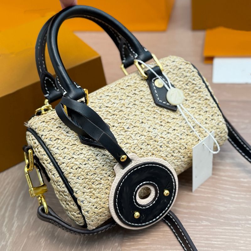 Straw plaited article Nano Pillow women Crossbody Messenger Purse s Designers Bags Handbag Wallets Card Holder pouch Laptop Bag Original metal 16cm