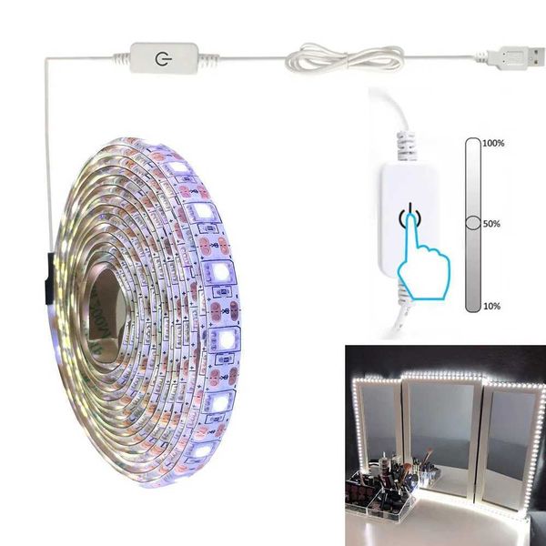 5V USB touch dimming switch mirror light cable power LED Vanity 5050 3528 SMD flexible tape light makeup mirror light decoration B240815