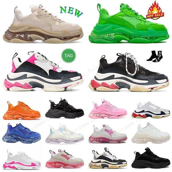 2025 White Triple S Men Sneakers Outdoor Casual Shoes 17FW Authetic Paris Platform Dad Shoe Track Vintage Grey Orange Chaussure Scarpe Track