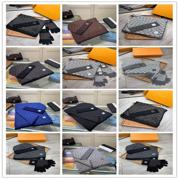 SS 3 Piece Scarf Hat Gloves Set For beanies Men Women Wool Winter 3 Piece Caps Shawl Hats Scarves Wool Beanie Wrap Scarfs Box