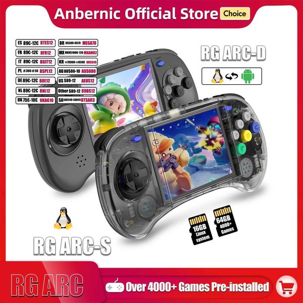Máquina de jogo Anbernic RG ARC-SRG ARC-D Retro Games RK3566 4,0 polegadas 640*480 Console de jogos Handheld Sistema Linux System 3500mAh H