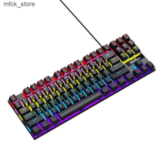 Keyboards SKYLION K87 Wired Mechanical Keyboard 20 Kinds of Colorful Lighting Gaming and Office For Microsoft Windows and IOS System J241204