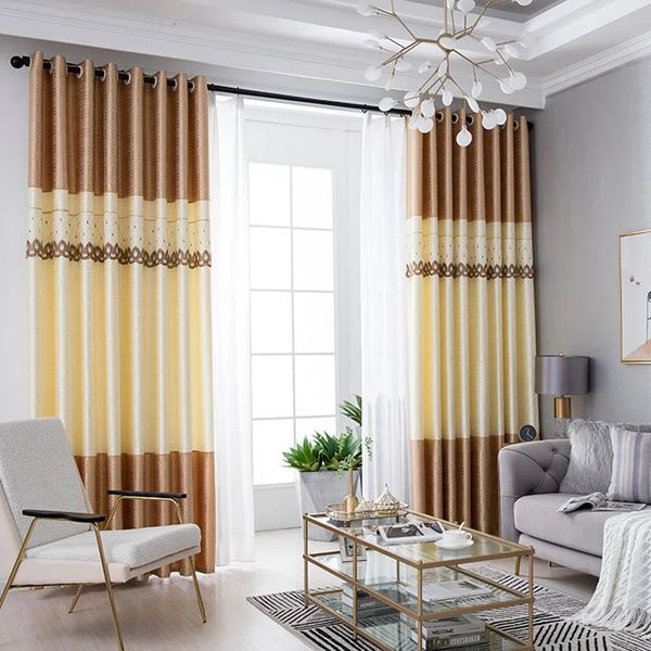 Dreamwood-Jacquard Polyester Curtain Embroidered Double Craft Curtains Striped Blackout Bedroom Living Room 250207