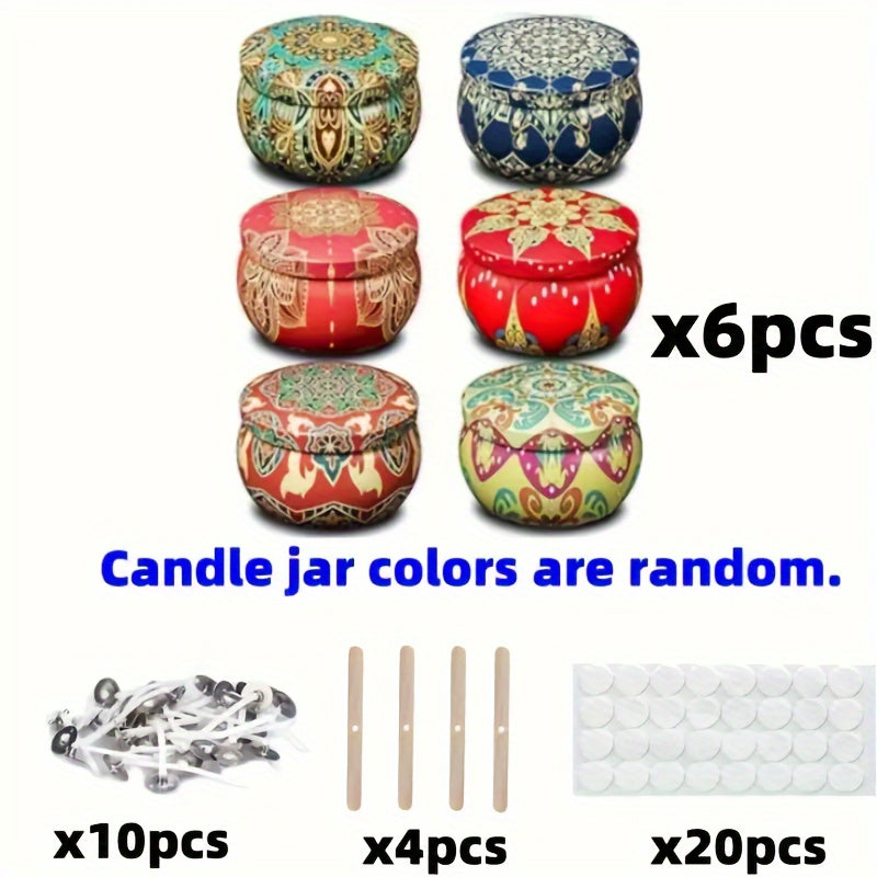 TEMU 40pcs Candle Making Kit With 2.5oz Metal Jars - Includes 6 Random Color Containers, Lids, 34 Wicks, Wick Stickers, And Holders For Beginners And