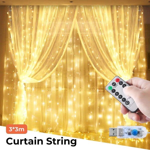 USB remote control curtain lights led curtain light string Christmas holiday room decoration colourful lights garland lights