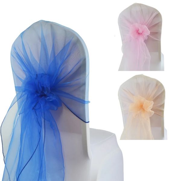 Sashes Organza Chair Sash Wedding Decoration Chairs Knots Band Hood Bow For Birthday Baby Shower Christmas Party Supplies 231018