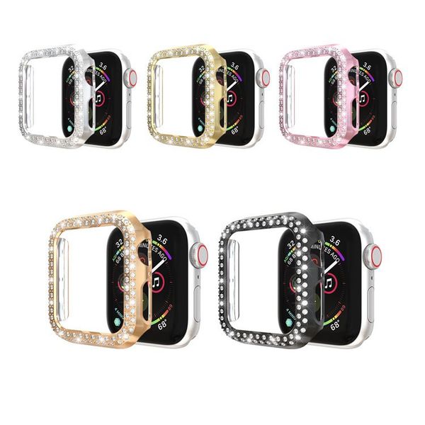 Diamond Watches Case for Apple Watch Covers 38mm 42mm 40mm 44mm Tempered Glass Screen Protector Cover iWatch series 5 4 3 2 Protective Cases