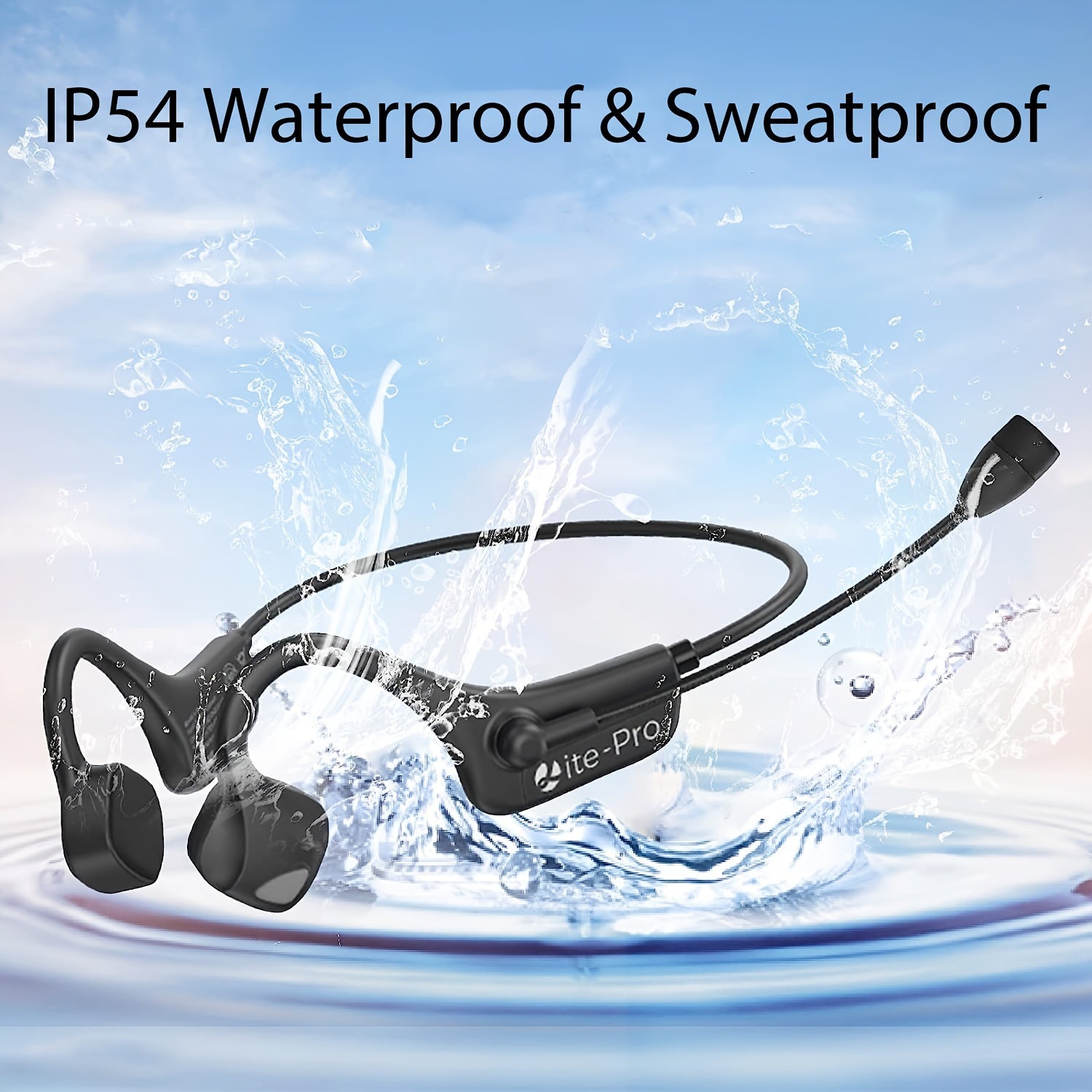 TEMU Bone Conduction Headphone With Mic Easy To Talk Wireless Earphone Real Bone Conduction Earphone Noise Cancelltion Adjustable Microphone Foldable