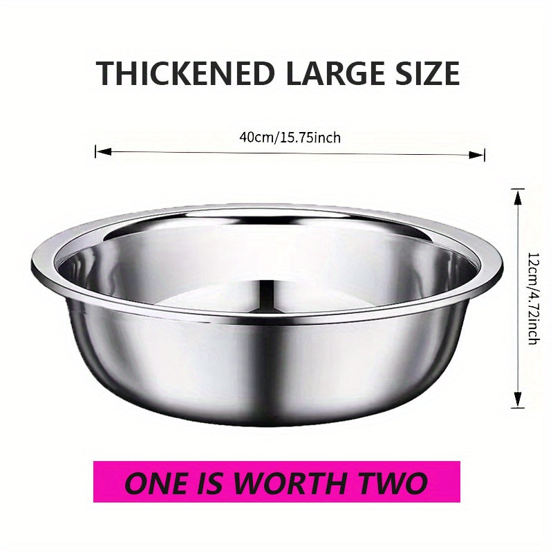 TEMU Kitchen Stainless Steel Basin, Vegetable Washing Basin, Stainless Steel Mixing Bowls Metal Mixing Bowls Extra Large Basin Salad Basin Edge