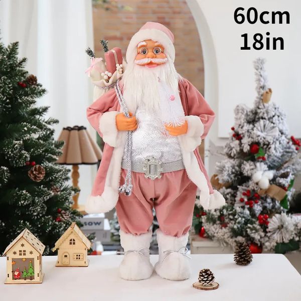 Christmas Decorations 60cm Big Santa Claus Dolls Pink Xmas Pendants Merry Tree Decor for Home Kids Naviidad Presents Noel Gifts Natal 231030
