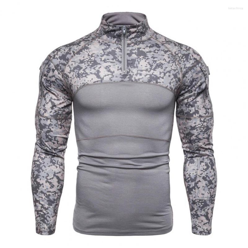 Men&#039;s T Shirts 2022 Casual Men T-shirt Good Workmanship Camouflage Skin-friendly Top Fashion Tight Stand Collar Combat Shirt For Autumn