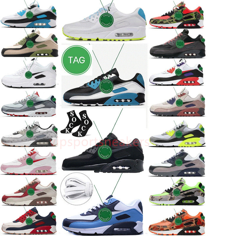 2025 Designer Sports Airsmaxs 90 Running Shoes Big Size 13 Grey White Swingman Solar Flare Blue Void Triple Black 90s Men Women Plate-forme Trainers