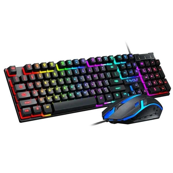 Keyboards RGB gaming keyboard and mouse kit backlit USB wired computer keyboard and mouse combination 104 keyboard CL250110