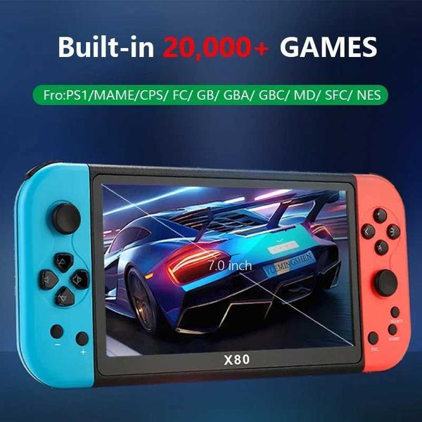 X80 Retro Handheld Game Player 7inch Sn Portable Video Game Console HD TV Output Arcade Game Player Birthday Christmas GiftXJ241204