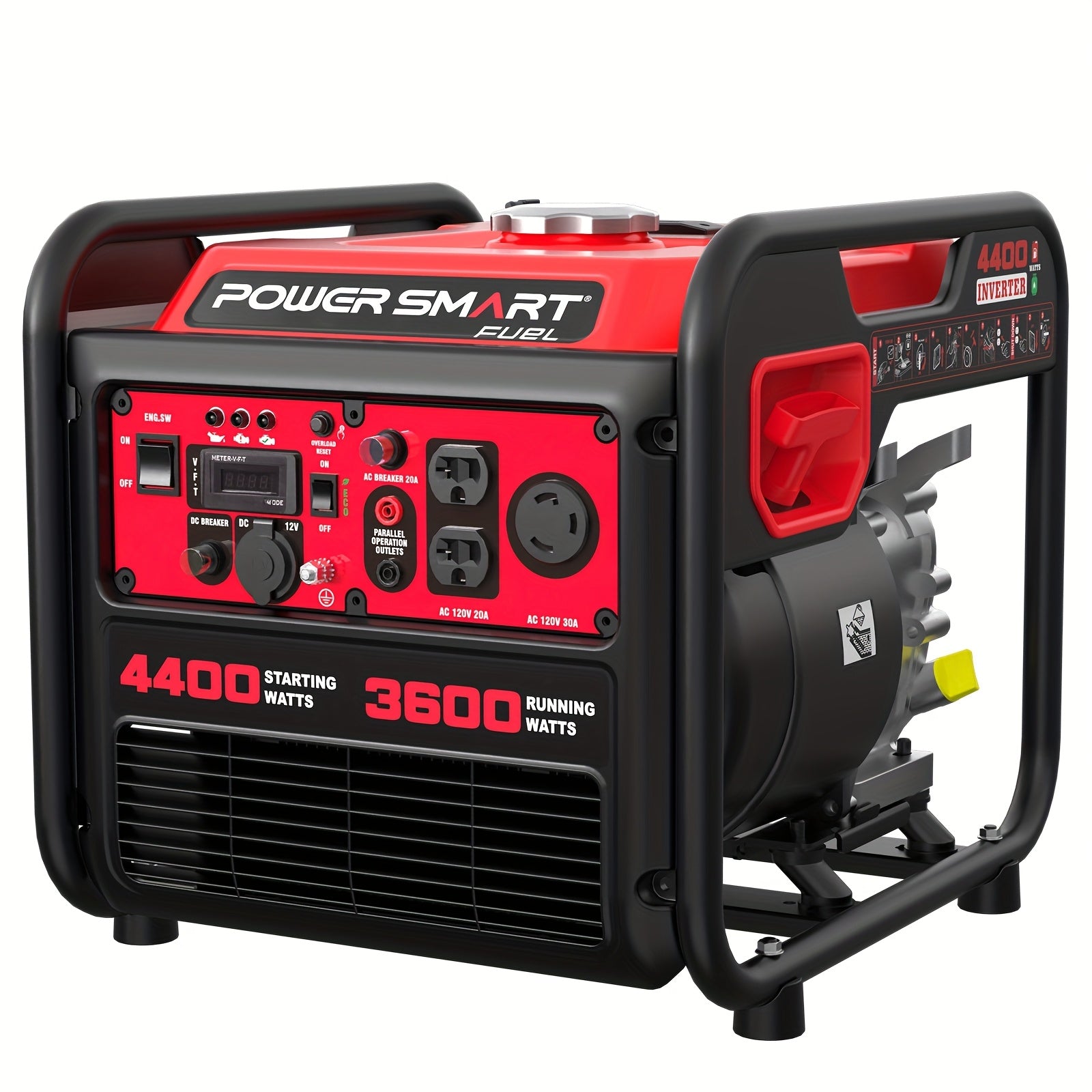 TEMU 4400w Portable Generator - 76db, 5.1h At 50% Load, 61.29 Lb With Digital Display & Handle For Rv, Home Backup, Camping, Outdoor Power Tool,