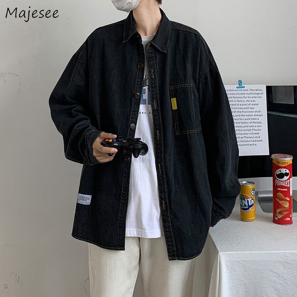 Men&#039;s Jackets Autumn Men Denim Vintage Loose Korean Fashion Single Breasted Outwear BF Turn Down Collar Youth Jacket Coats All match 22