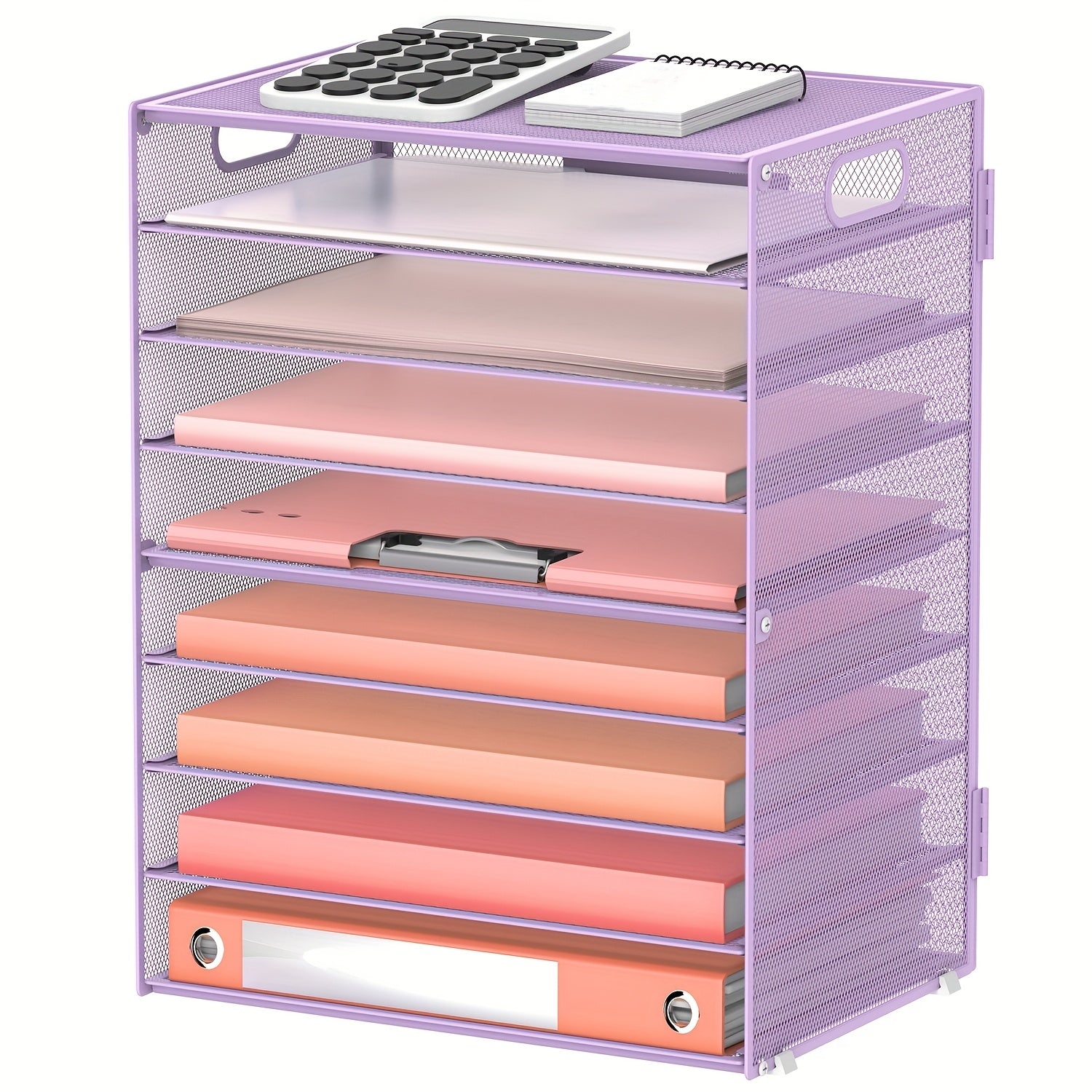 TEMU Supeasy 9 Tier Mesh Tray Organizer With Handles Paper Organizer, Desktop Sorter For Office And Home