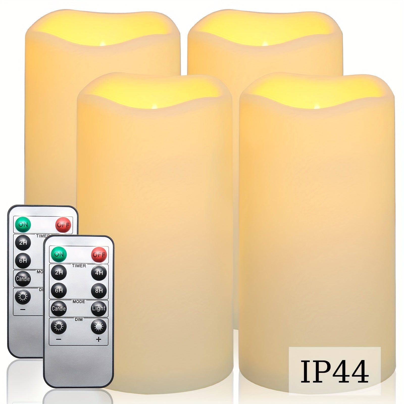 TEMU Bathroom Decor And Accessories, Room Decor, Outdoor Flameless Pillar Candles Led Battery Operated Candles With Timer And Remote Pack Of 4 Ivory