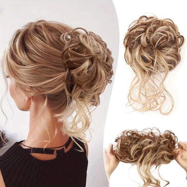 Chignons Messy Bun Hair Piece Tousled Updo Hair Buns Extension Elastic Hair Band Hair Pieces Curly Hair Bun Scrunchie for Women S2411257