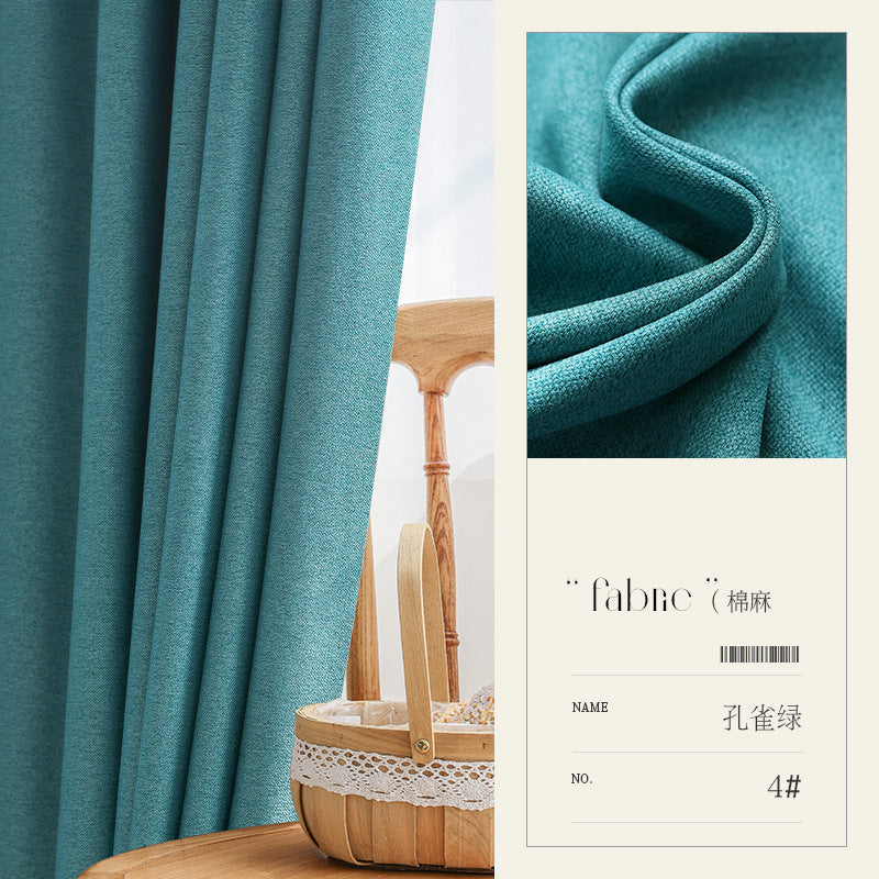 A958 Modern simple custom blackout curtains living room bedroom bay window jacquard engineering curtain fabric sunscreen hook