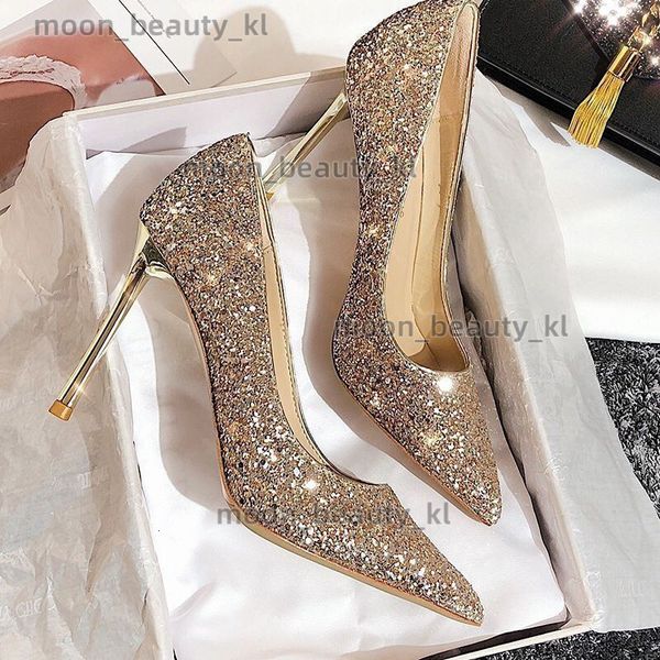 Designer High Heels 2024 New Niche Sequined High Heels For Women, Slim Heels With Pointed Toes, Wedding Banquet Temperament, Single Shoes, W