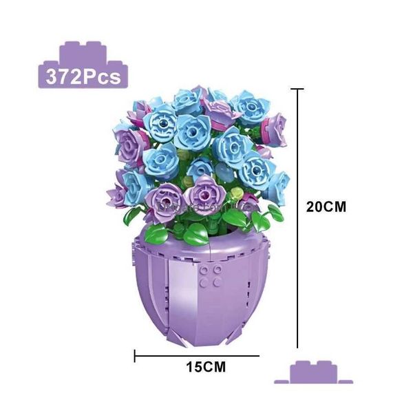 Creative Blocks Moc Red Rose Vase Plants Model Building Romantic Classic Flowers Bouquet Potted Bricks Toys Valentines Day Giftl475 D Otqmz